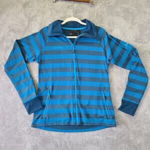 Mammut Blue & Navy Striped  Turtleneck Jacket L, Fleece-Lined, Women's